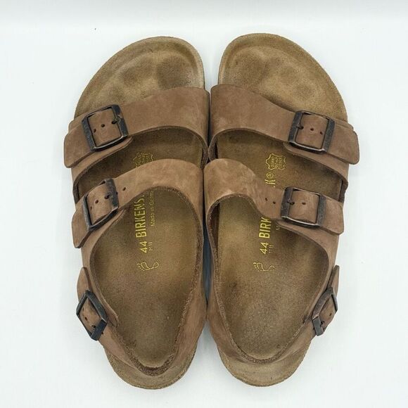Birkenstock Milano Brown Leather Double Strap Heel Strap Adjustable Sandals - Me - Picture 1 of 12